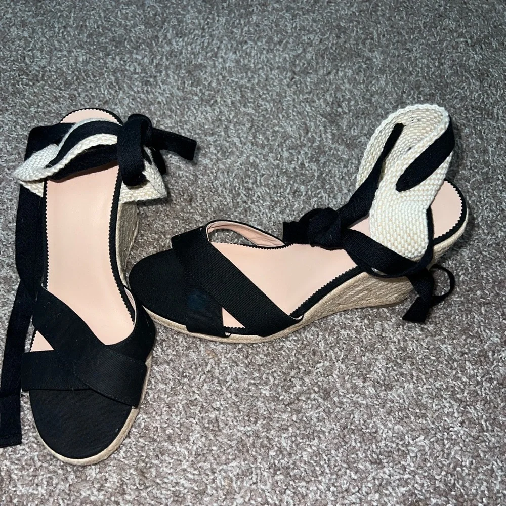 J. Crew Canvas Lace Up Espadrille Wedges